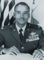 Black and white portrait of Brigadier General Charles McGee.